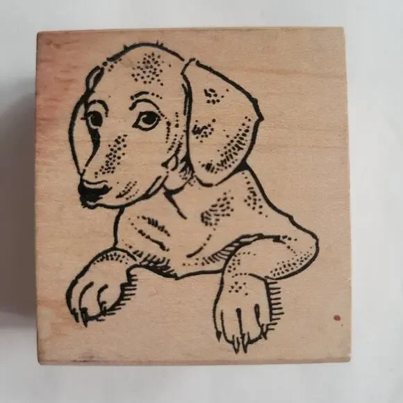 Vintage 2005 Rubber Stamp Dachshund Puppy Wiener Dog Realistic Mounted - Picture 1 of 5
